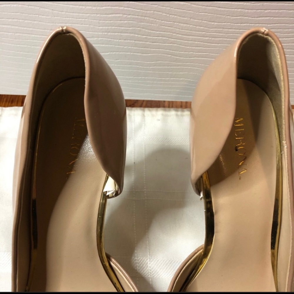 Merona Nude Tan Patent Heels w Pointed Toe Sz 8.5 - Picture 2 of 7